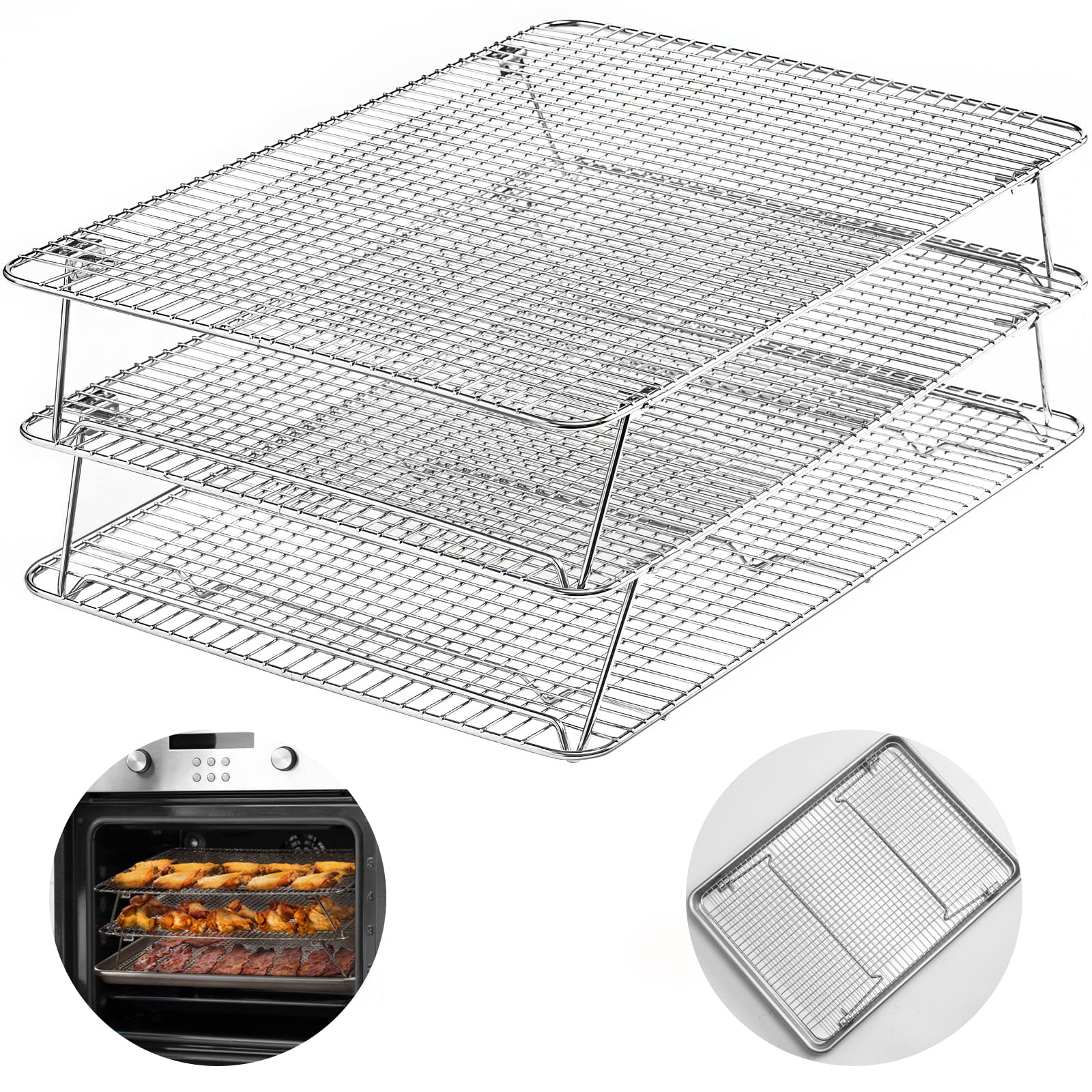 HIWARE three-tier oven-safe collapsible cooling rack for efficient batch cooling.