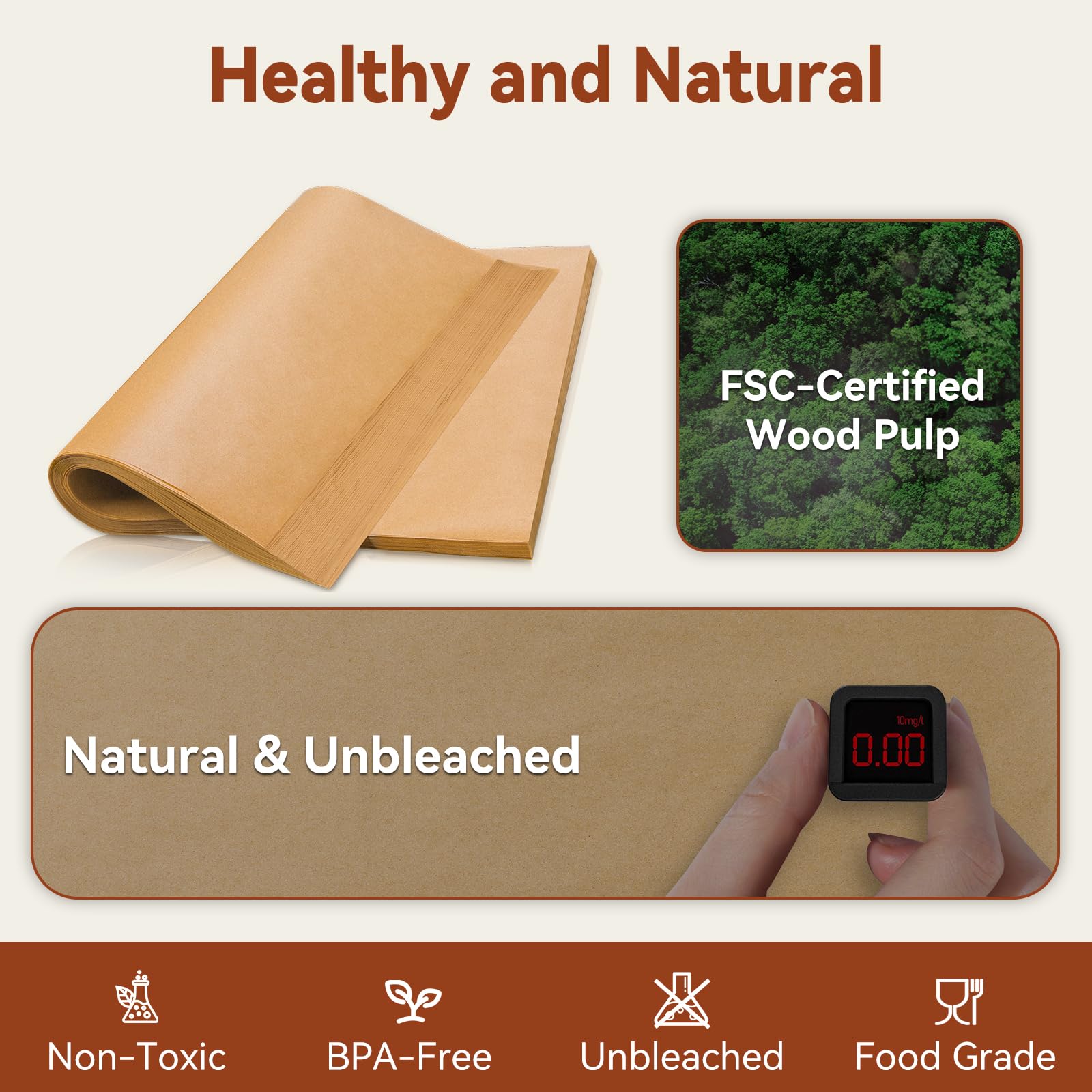 HIWARE parchment non-stick surface prevents sticking and simplifies cleanup.