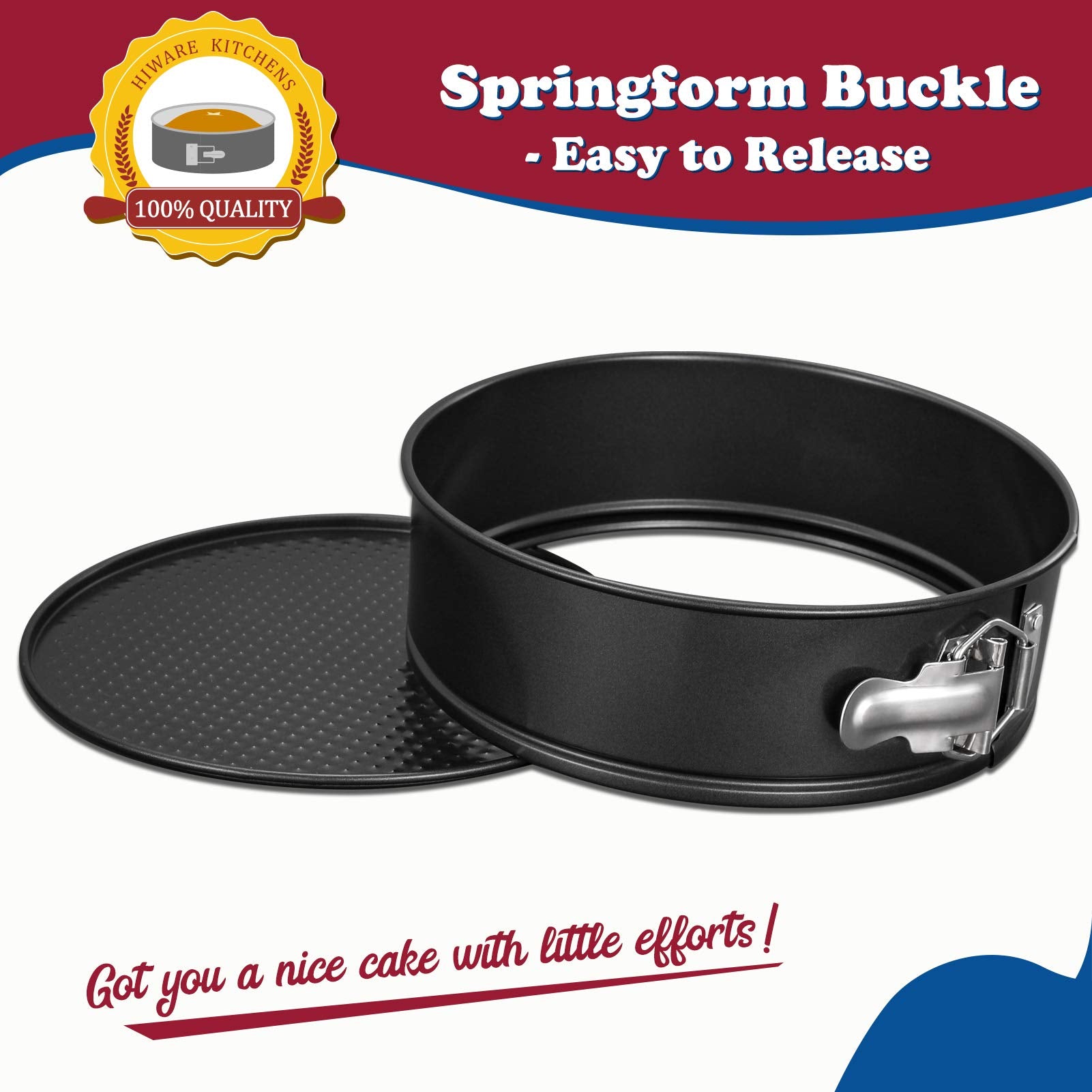 HIWARE upgraded springform buckle for smooth release and secure bake.