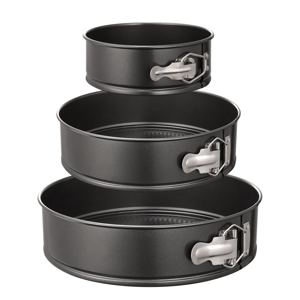 HIWARE 3-piece springform pan set for cakes, cheesecakes, and layered desserts.