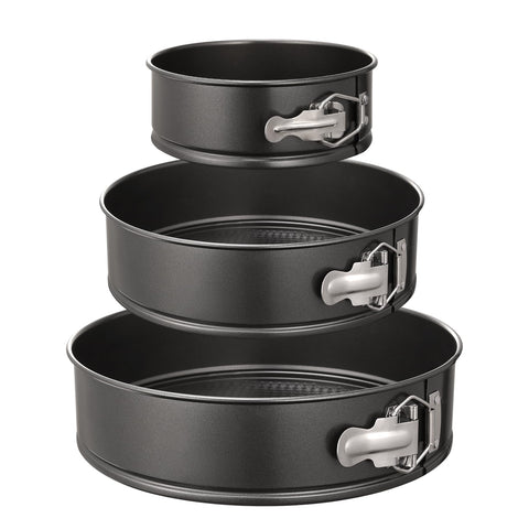 HIWARE 3-piece springform pan set for cakes, cheesecakes, and layered desserts.