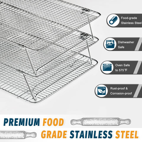 HIWARE stackable cooling racks with feet for stable use.