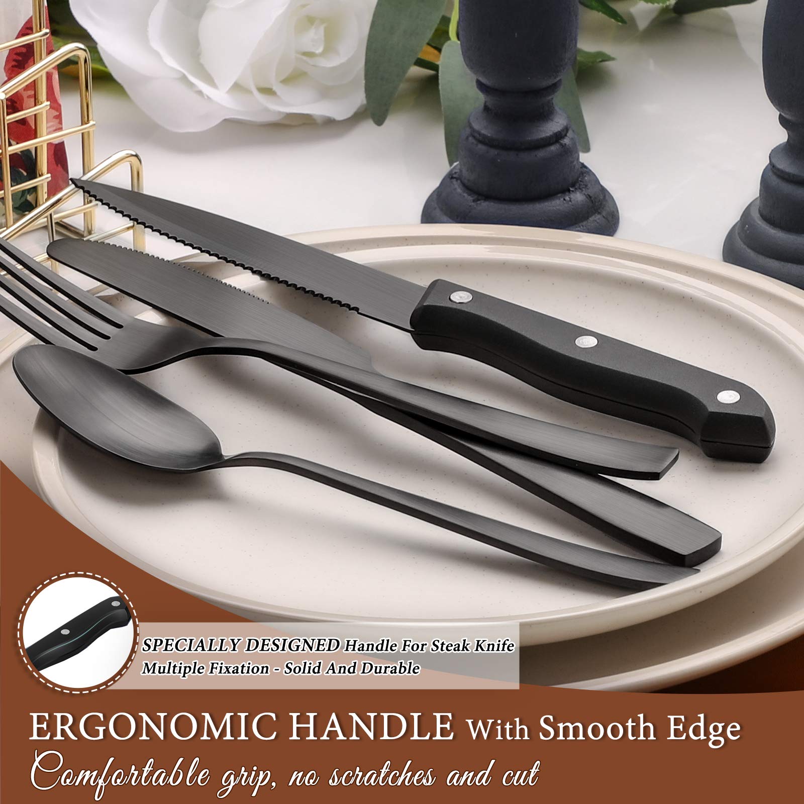 Hiware included steak knives for easy slicing and versatile serving.
