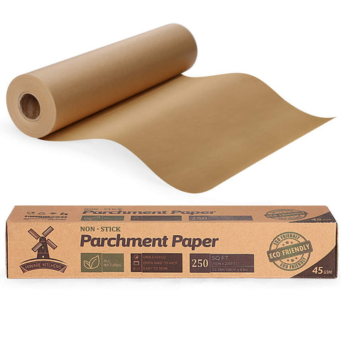 Hiware unbleached parchment paper roller with cutter for clean, straight edges.