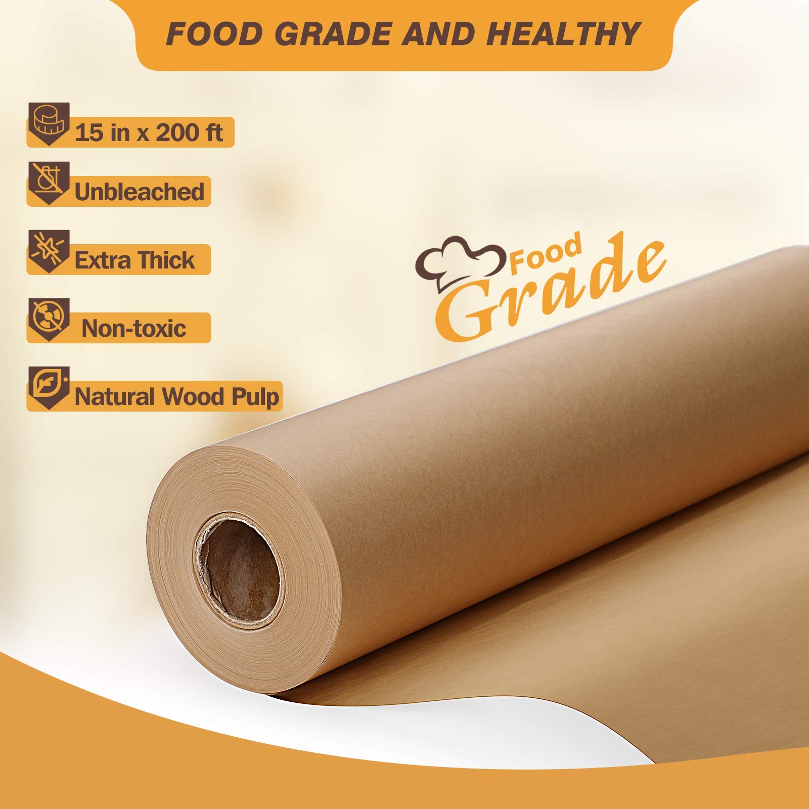 Hiware wide 15-inch parchment roll keeps jelly roll pans mess-free.