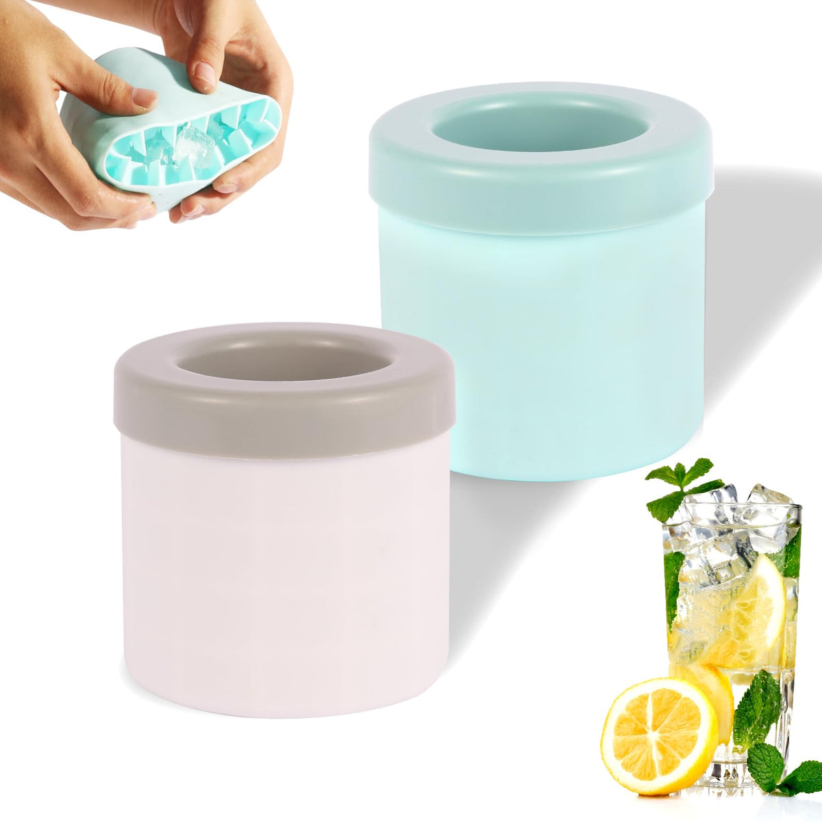 HIYALOT cylinder silicone ice cubes for smooth release and precise chilling.