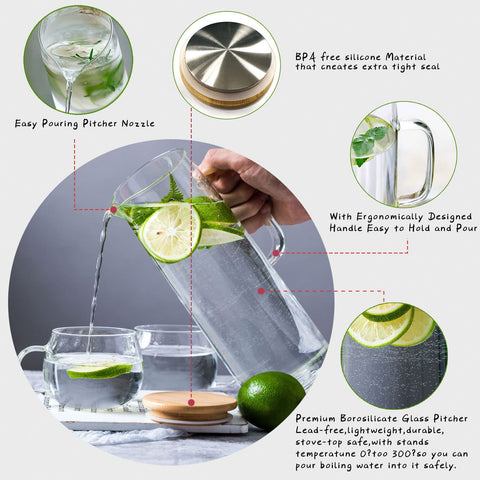 hjn glass pitcher heat-resistant borosilicate withstands boiling pours