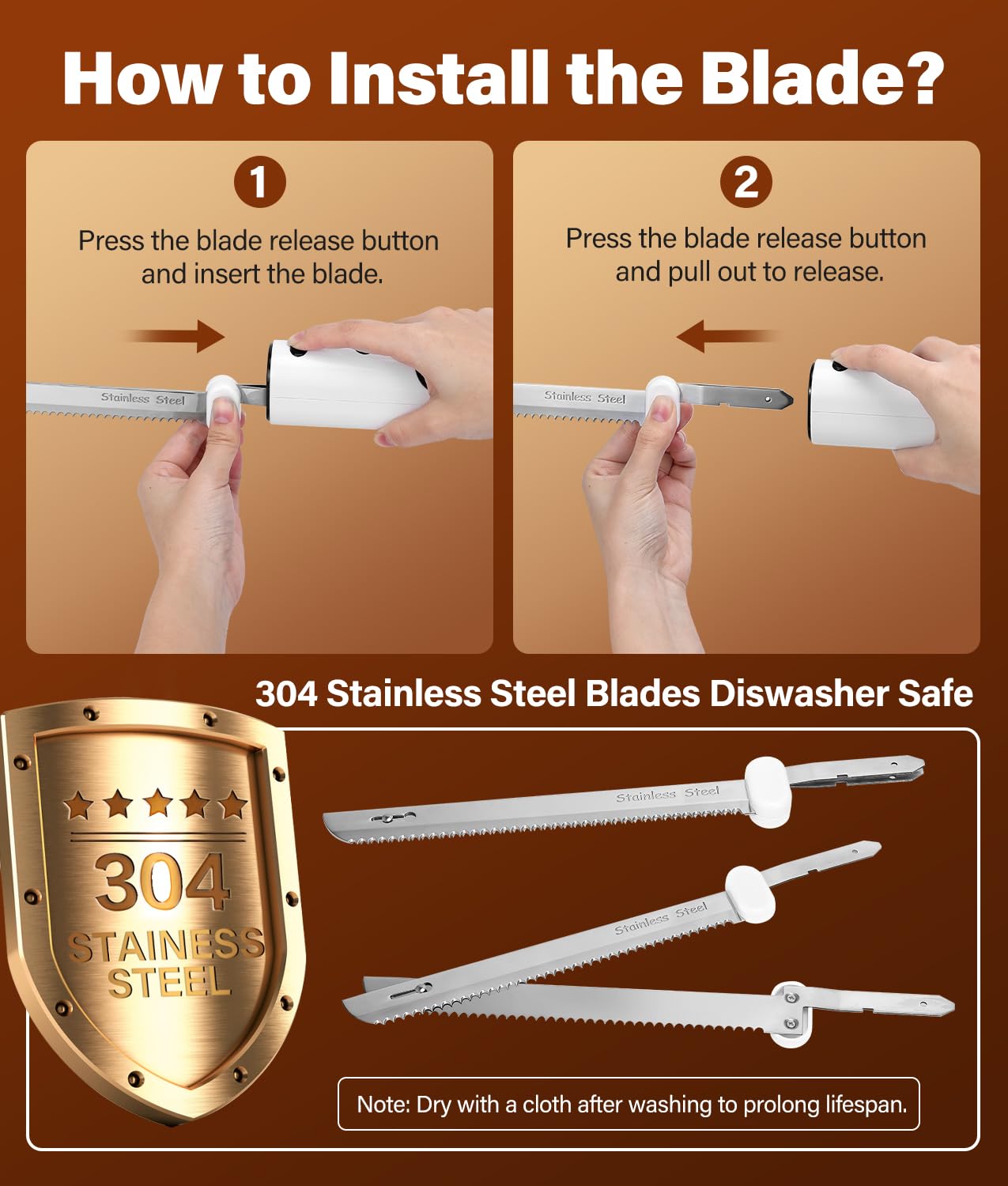 HK cordless electric knife safety lock enables steady use.