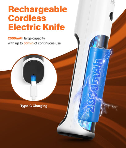 HK cordless electric knife smart sensor starts quickly and stops hands-free.