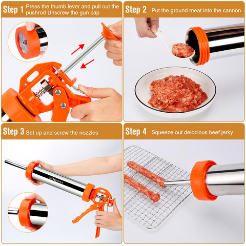 HK Jerky Gun Kit cleaning brushes for quick, thorough maintenance.
