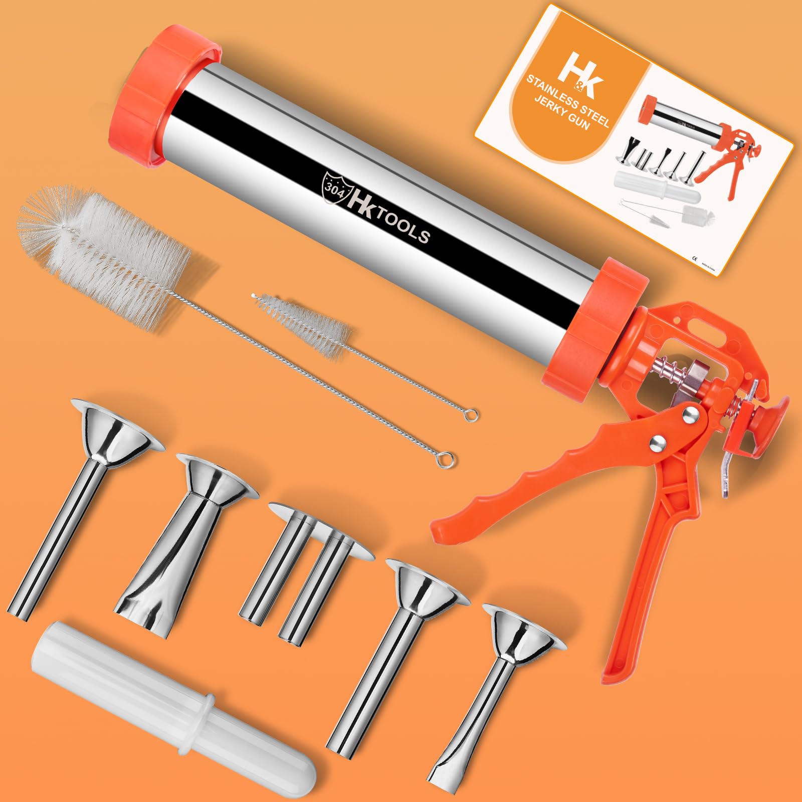 HK Jerky Gun Kit double nozzle set for varied textures.