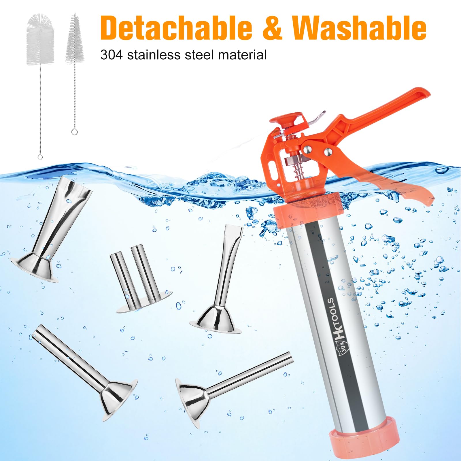HK Jerky Gun Kit round nozzle for round jerky shapes.