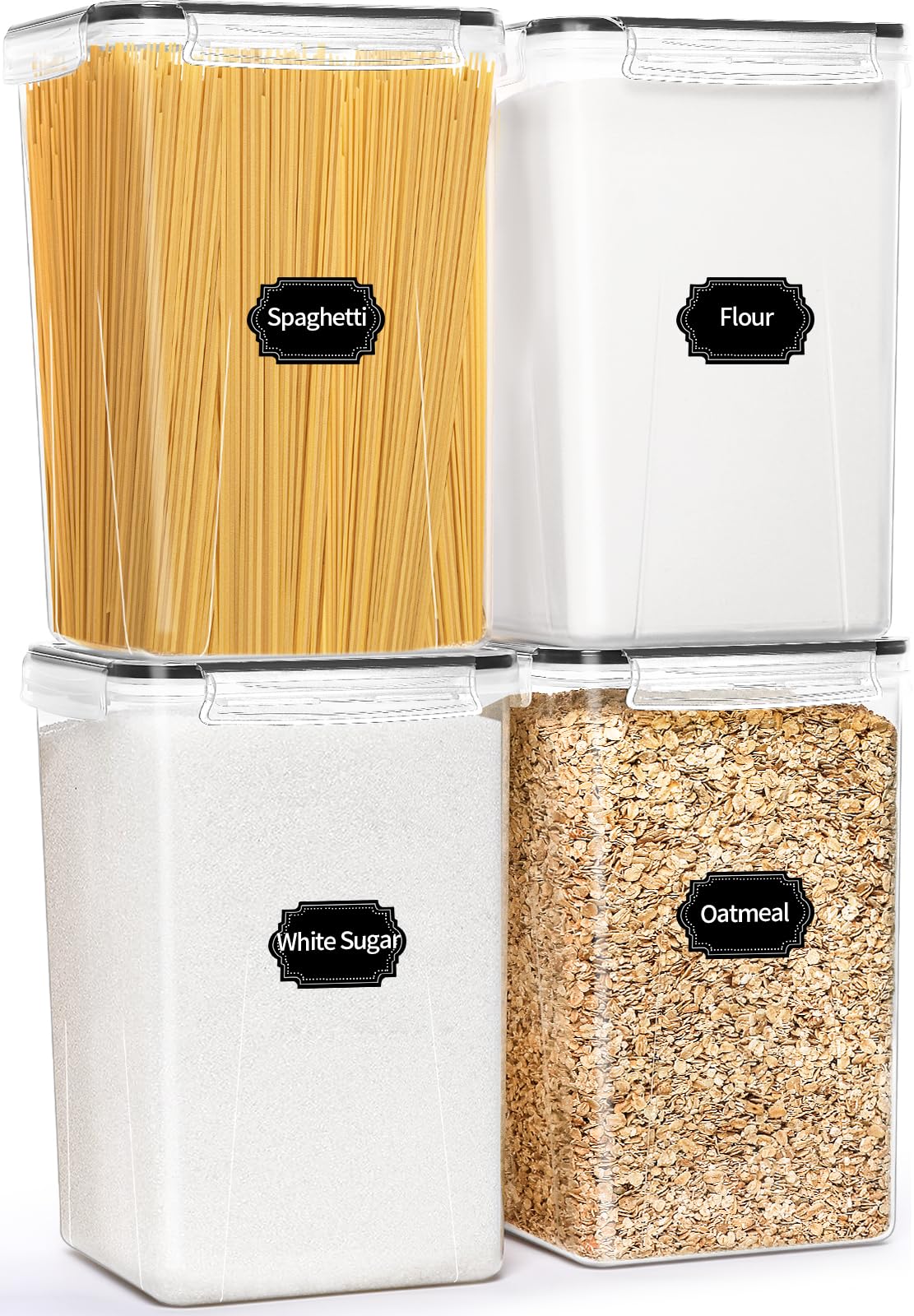 HKJ Chef 4-pack airtight containers with lids showing a leak-proof seal for freshness