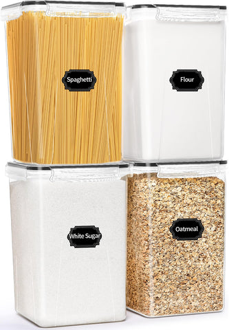HKJ Chef 4-pack airtight containers with lids showing a leak-proof seal for freshness