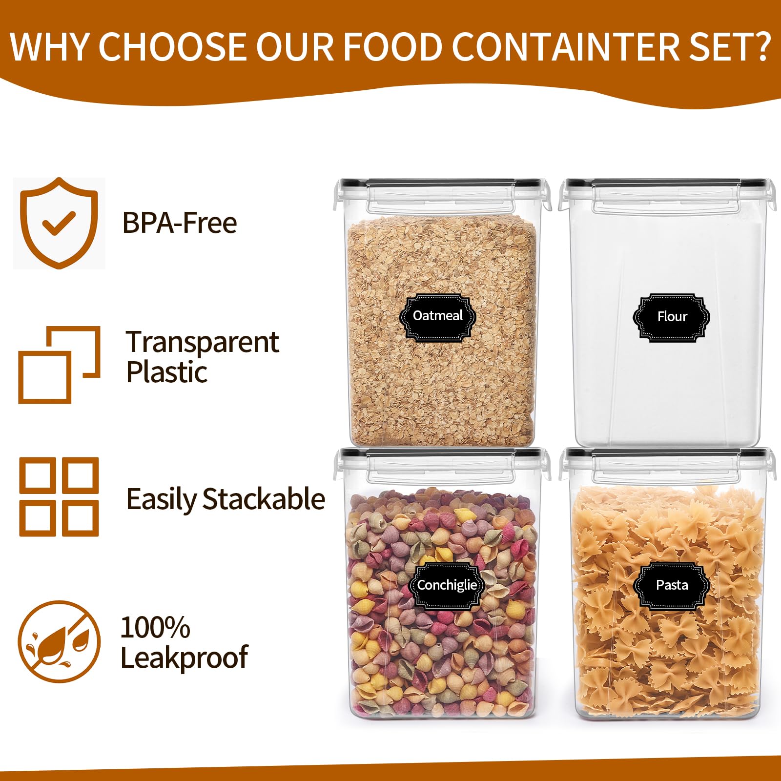 HKJ Chef 5.2L container ideal for flour, sugar, rice and snacks
