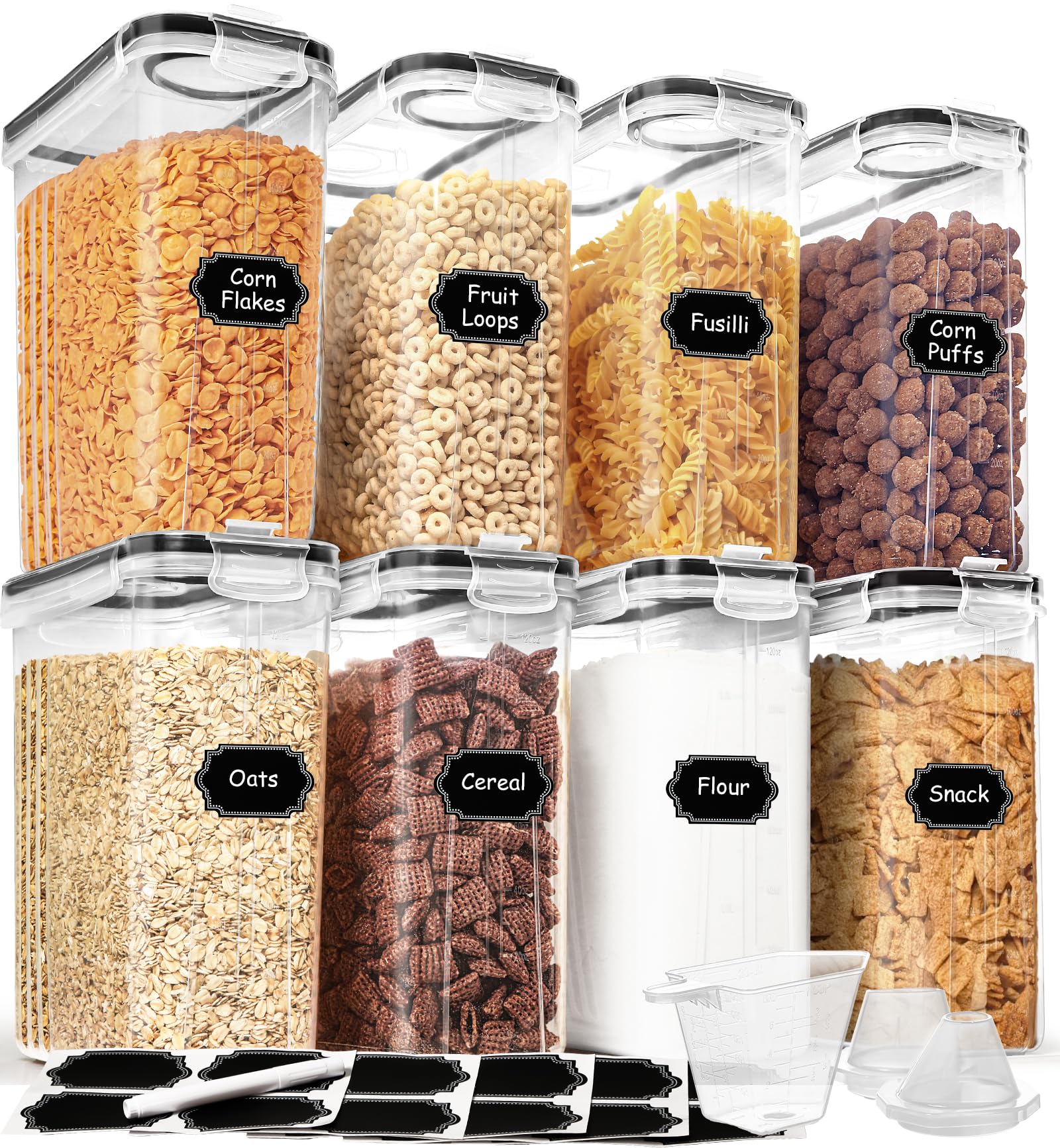 HKJ Chef cereal container 4L with transparent body and airtight seal for fresher pantry snacks.