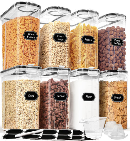 HKJ Chef cereal container 4L with transparent body and airtight seal for fresher pantry snacks.