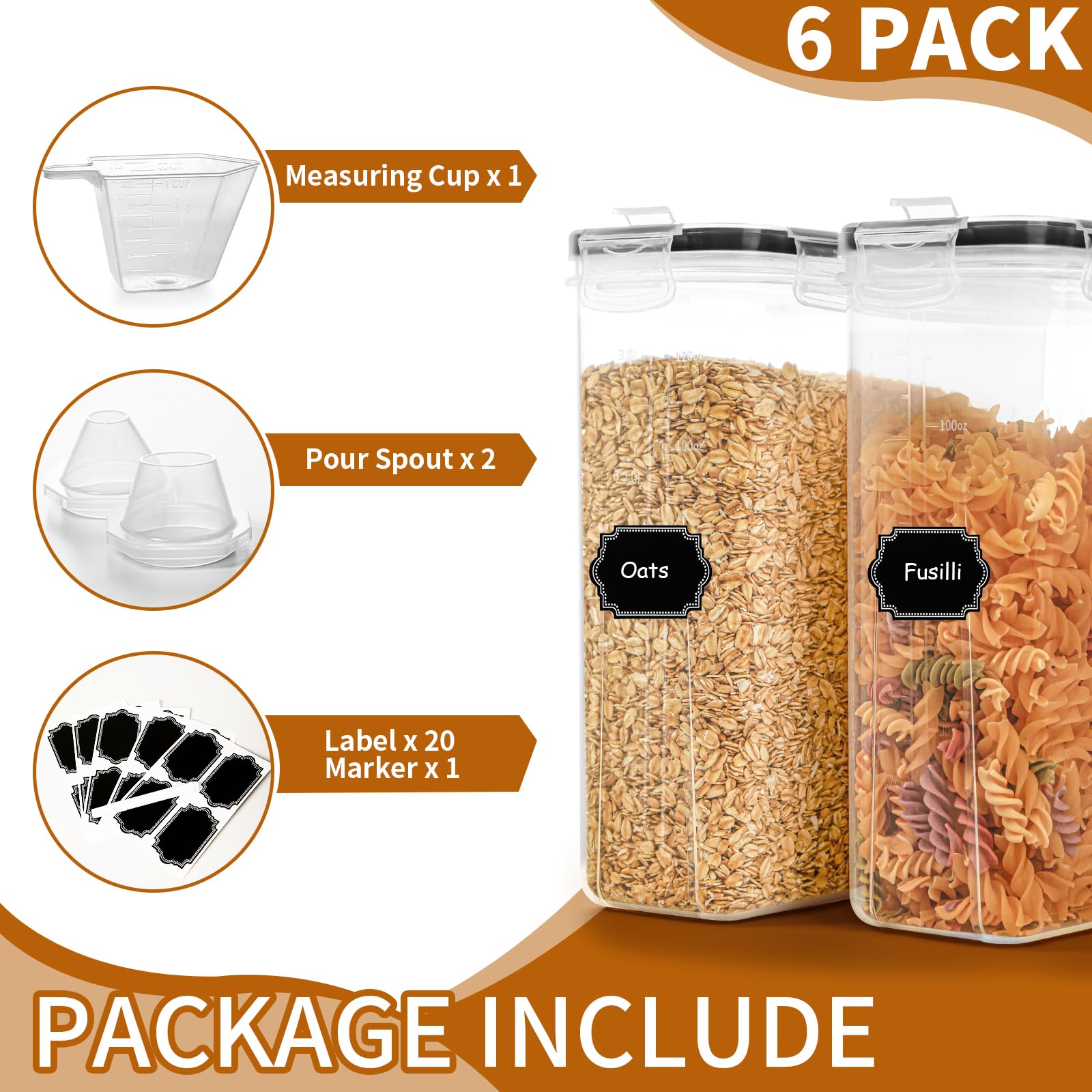 HKJ Chef lid with flip-top and silicone gasket preserves freshness.
