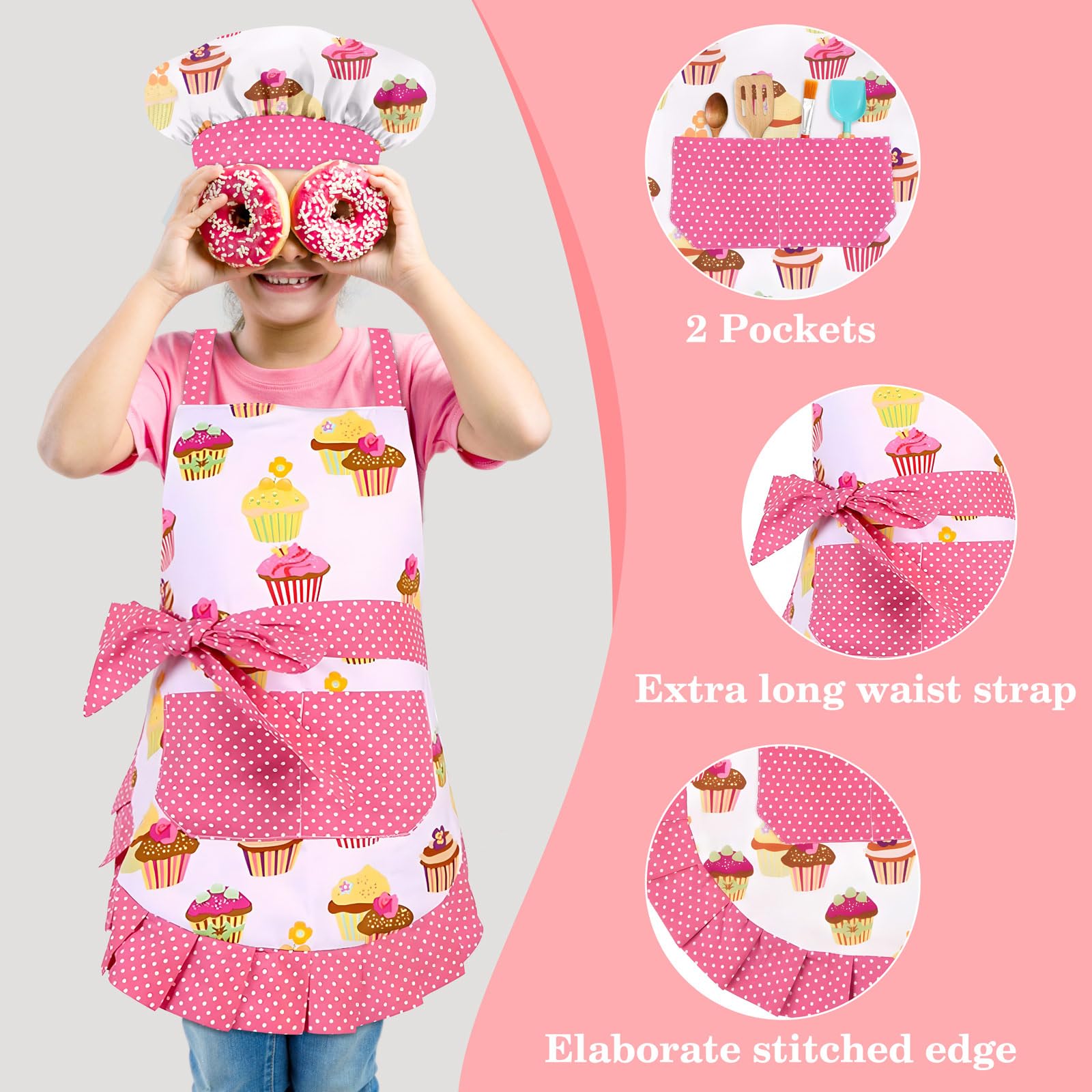 HKKDKTA kids apron size 20.9 by 25.6 inches fits ages 5–12.
