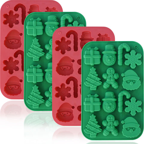 HKNMTT Christmas silicone molds set in red and green for festive chocolates