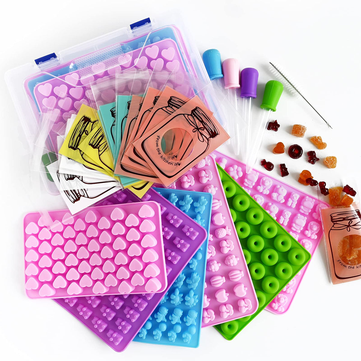 HKNMTT gummy molds silicone 32pcs release easily for vibrant shapes.