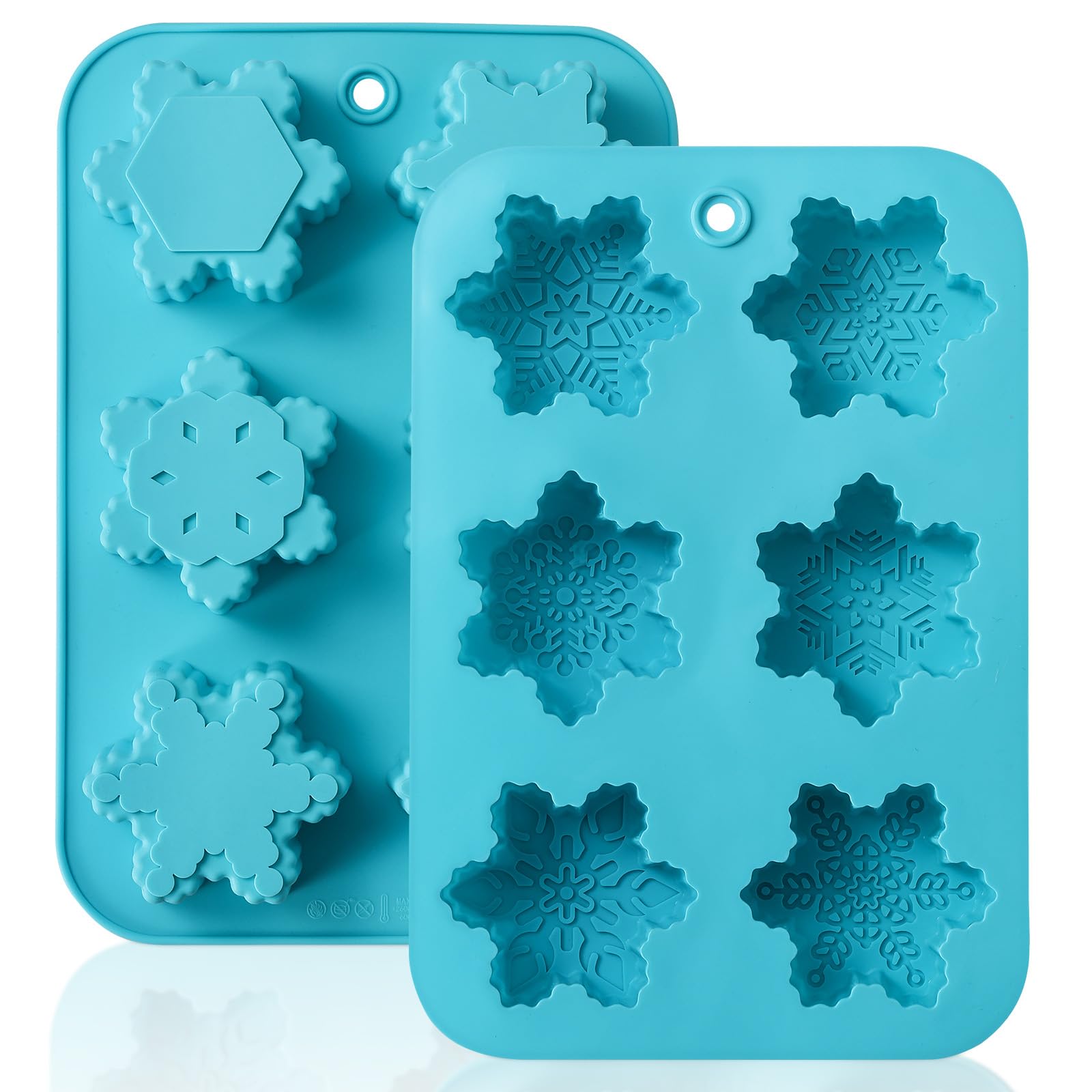 HKNMTT Snowflake mold with 6 shapes for elegant winter soaps and chocolates.