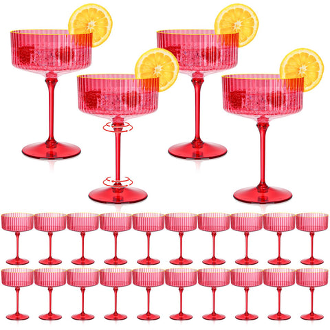 HKSZEH 10 oz plastic ribbed martini glass with detachable stem for easy outdoor entertaining.