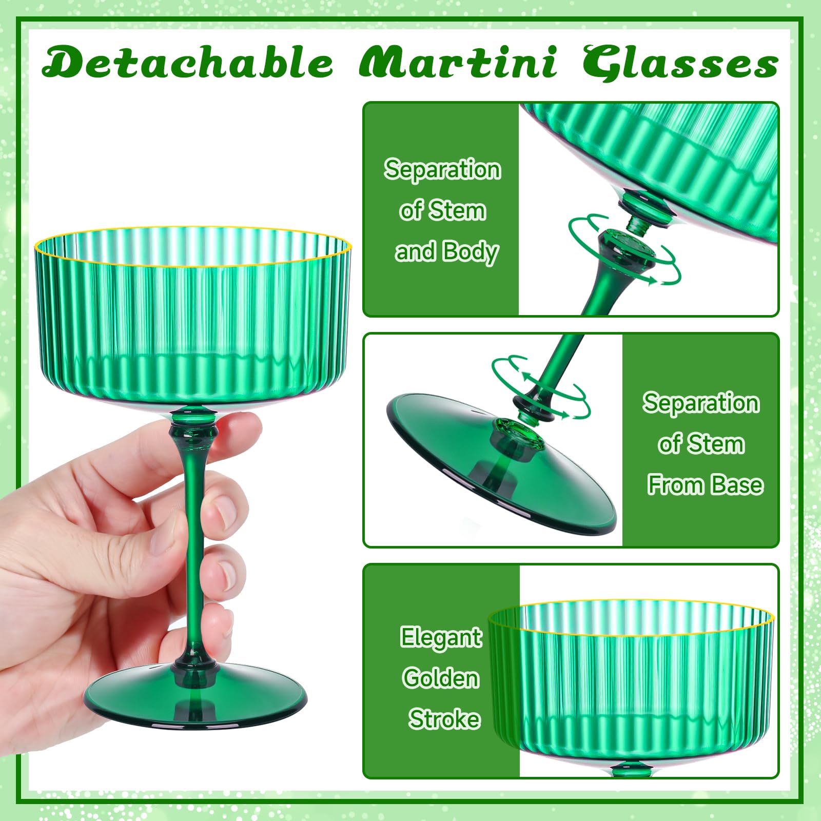 HKSZEH detachable stem martini glass for easy transport.