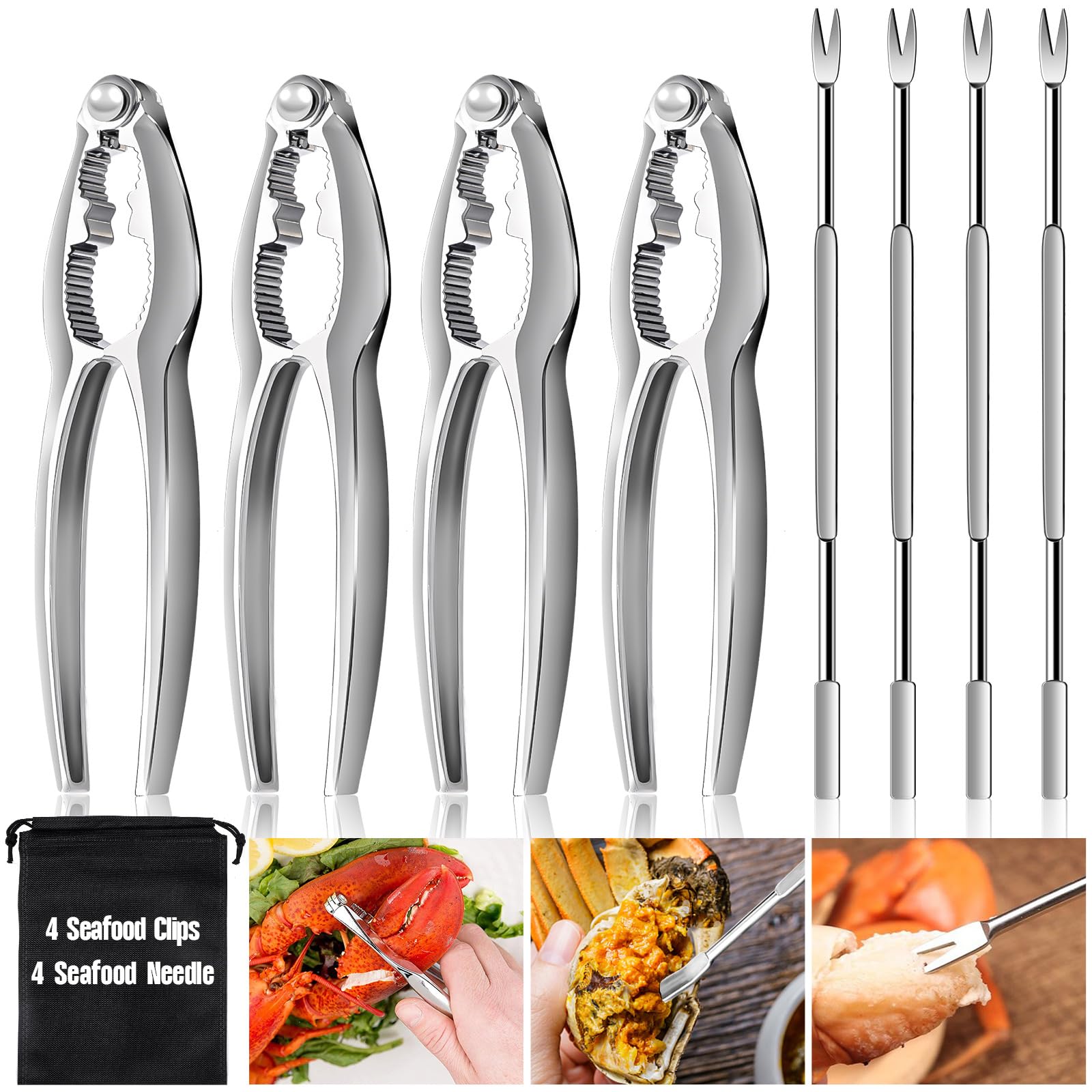 HLARTNET 8pc lobster crackers and picks set for effortless shell cracking at seafood gatherings.