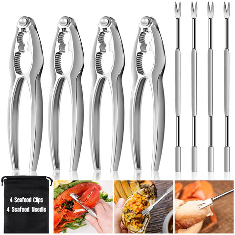 HLARTNET 8pc lobster crackers and picks set for effortless shell cracking at seafood gatherings.