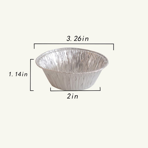 HLCM aluminum foil mini pan with 3.26 inch top diameter for even heating.