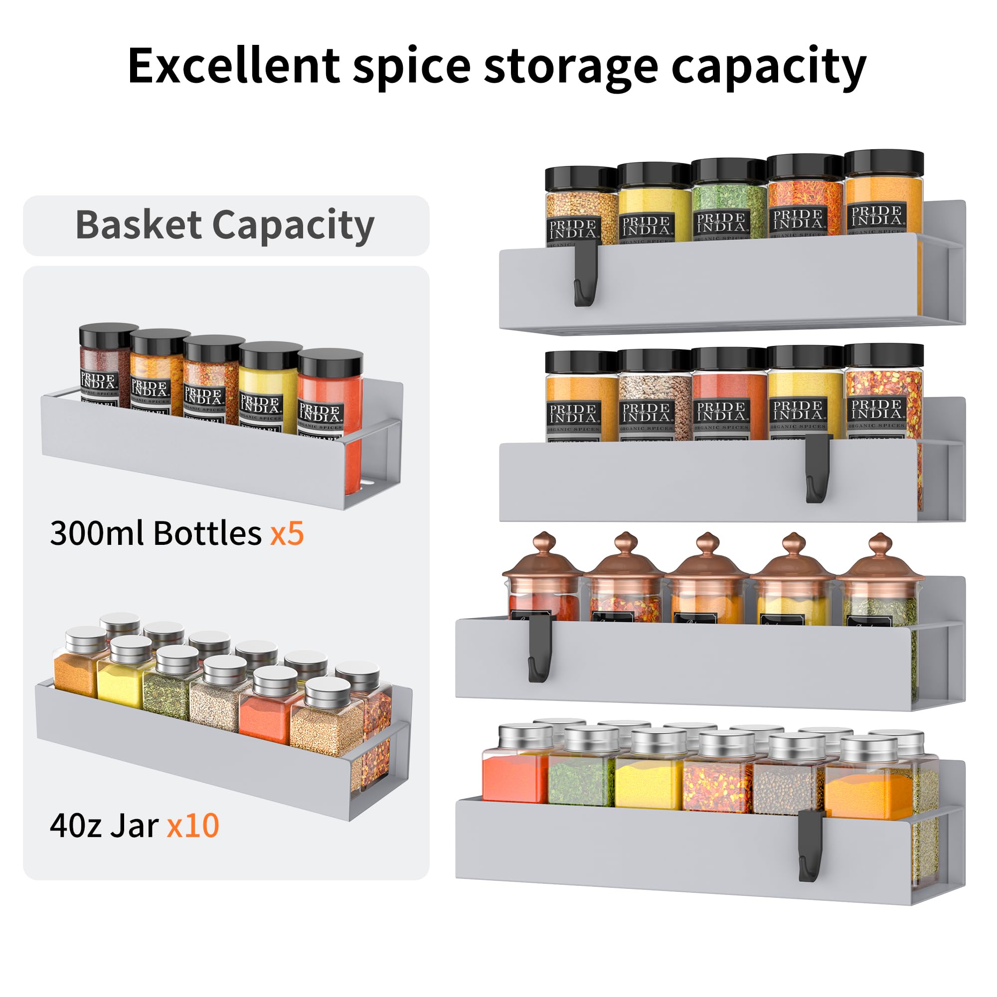 Hleelomi magnetic shelf installation shown drill-free on fridge surface