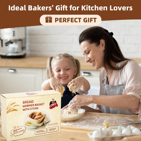 Hliay naturally crafted bread basket with stone for stylish serving