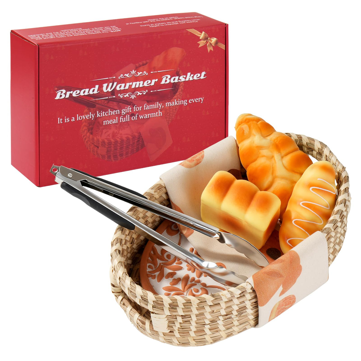 Hlimior bread warming basket with stone keeps bread warm for gatherings.