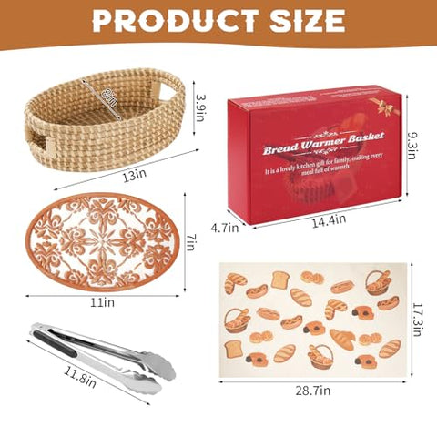 Hlimior bread warming basket stone slab provides steady heat to keep loaves cozy.