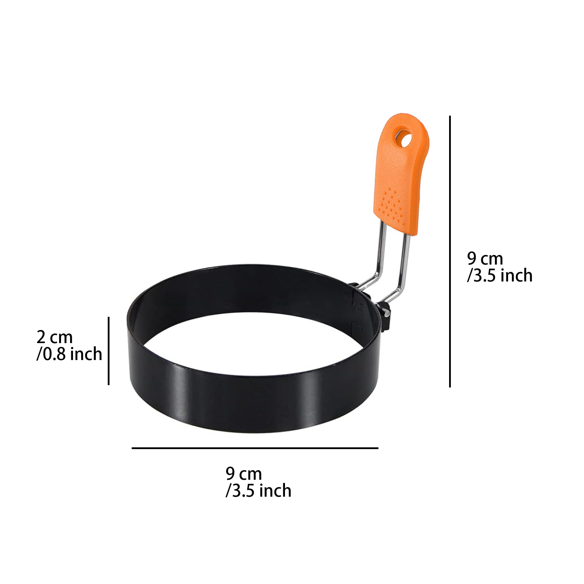 HLMOptimo egg rings silicone-handle design provides a safe heat-resistant grip.