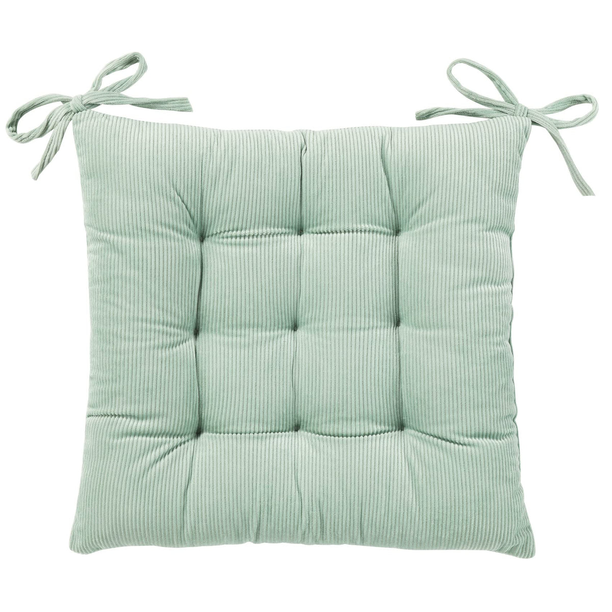 HLOVME corduroy chair cushion in forest green on a chair, cozy seating for chilly days