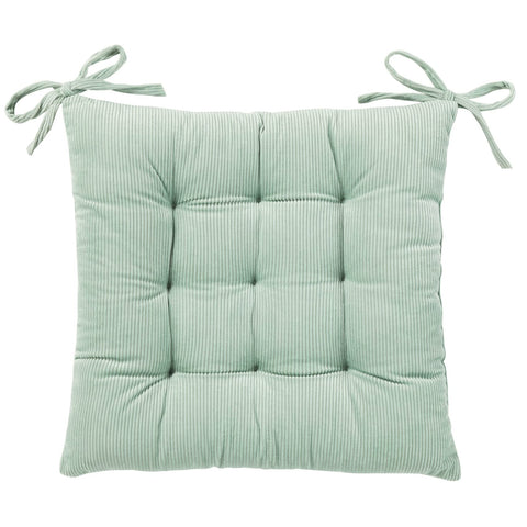 HLOVME corduroy chair cushion in forest green on a chair, cozy seating for chilly days