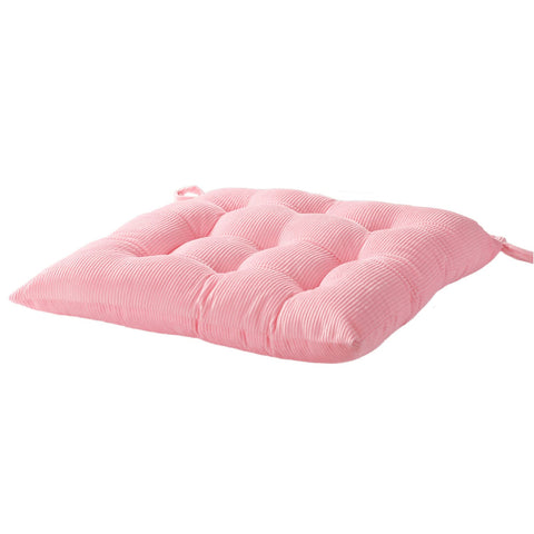 HLOVME corduroy chair cushion pink back view shows plush thickness