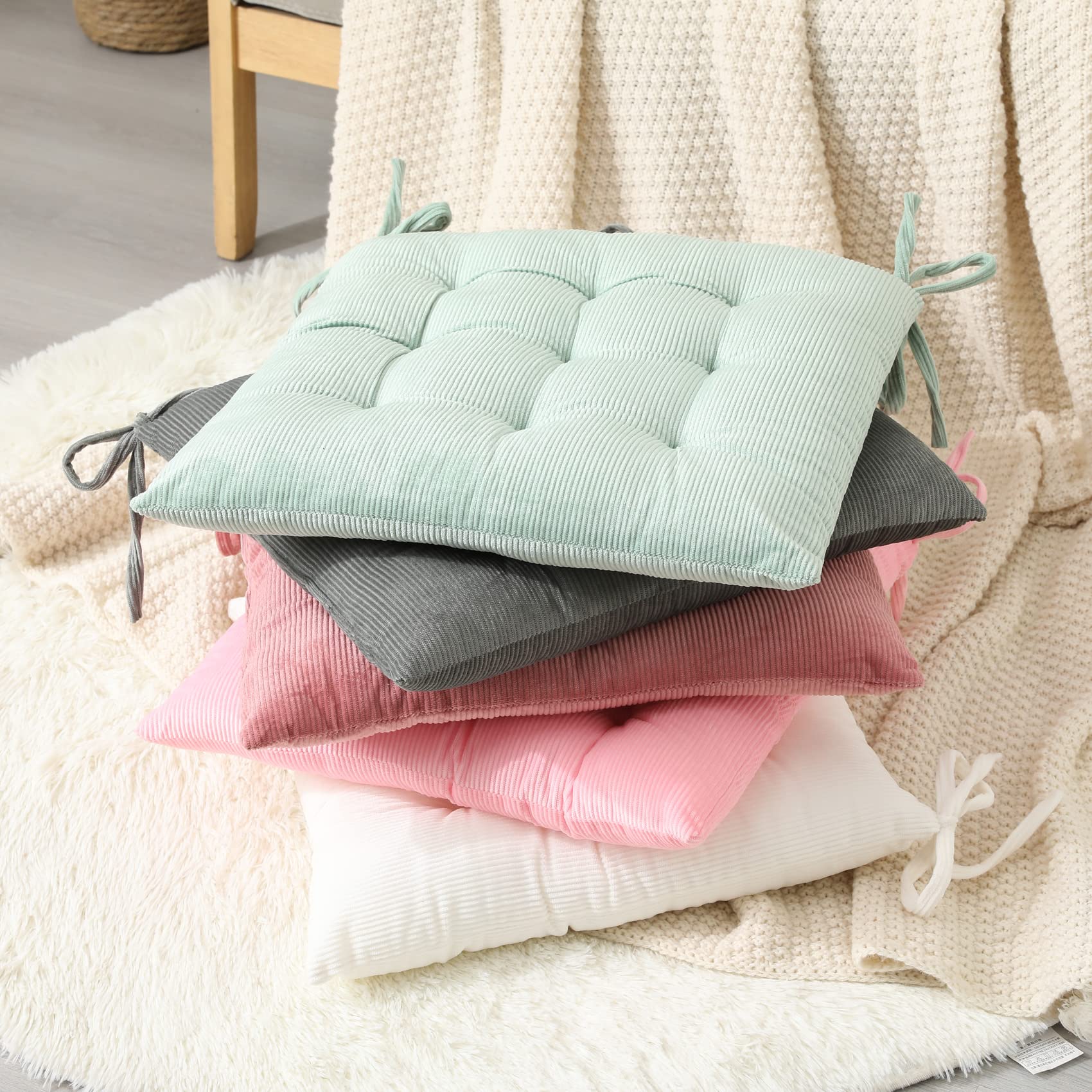 HLOVME corduroy chair cushion pink 40cm square size reference
