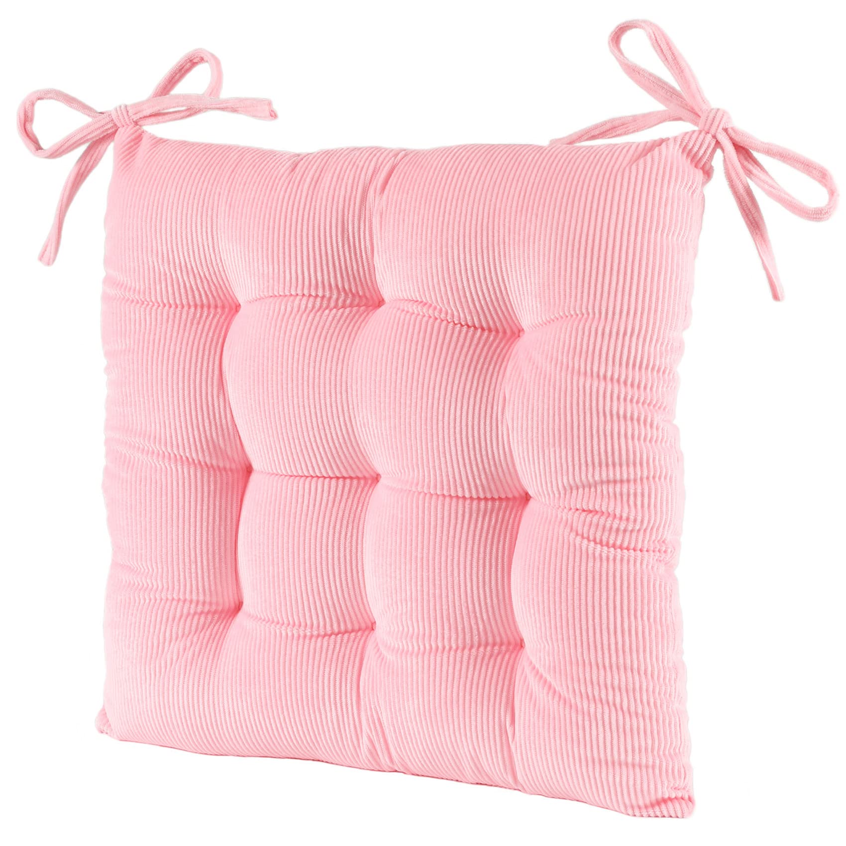 HLOVME corduroy chair cushion pink side ties keep it secure