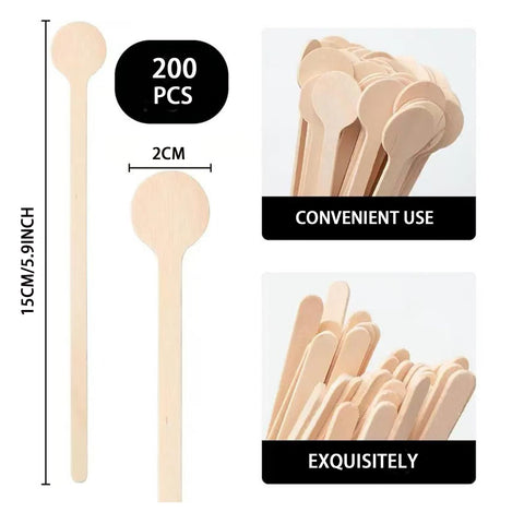 HLSN cafe-grade stir sticks in natural wood pack of 200 for quick restocking