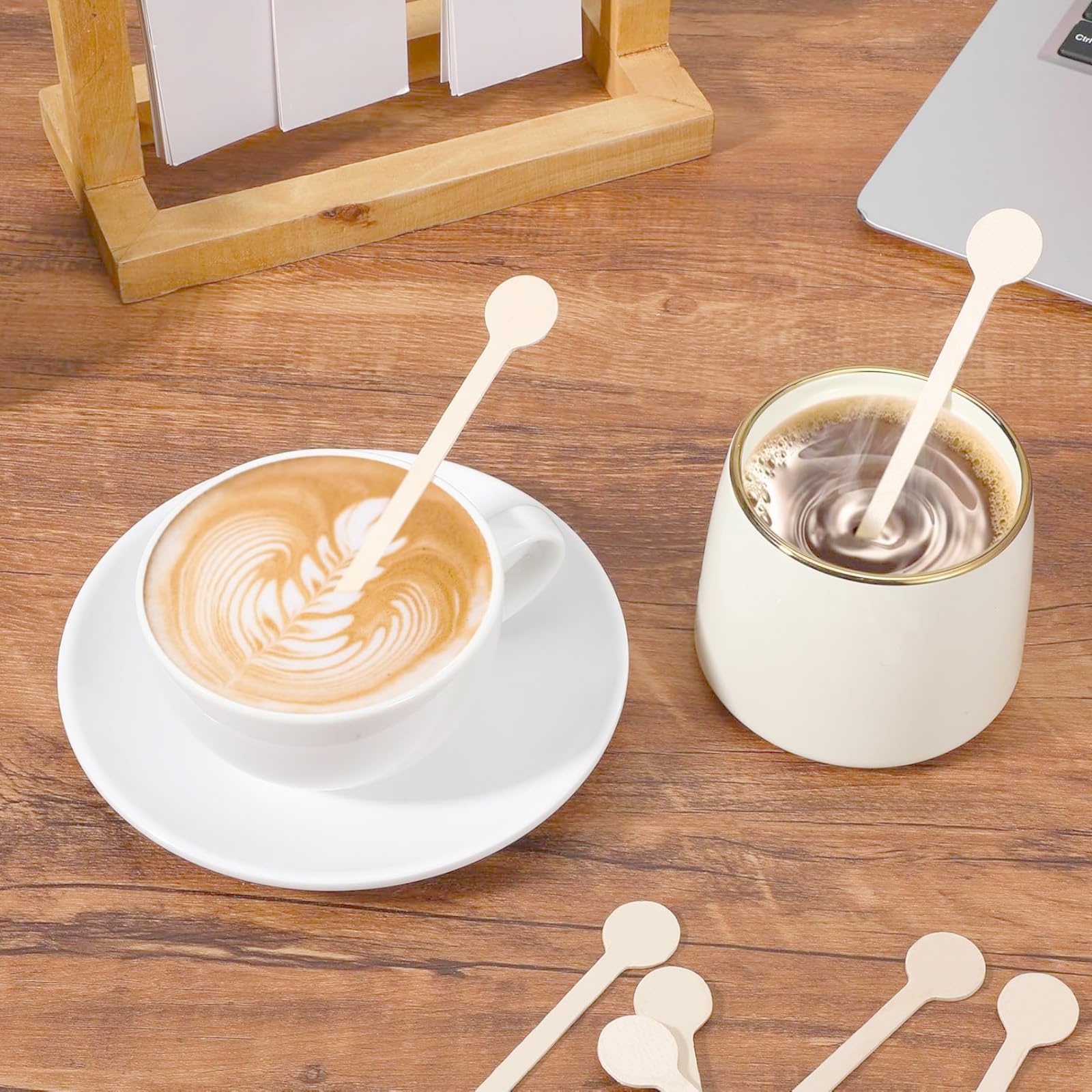 HLSN wood beverage stir sticks with round end designed for easy stirring