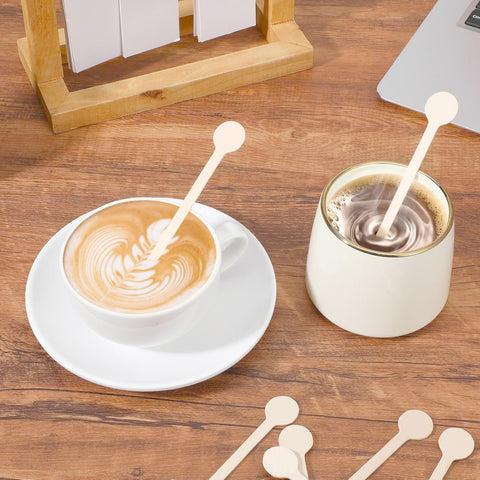 HLSN wood beverage stir sticks with round end designed for easy stirring
