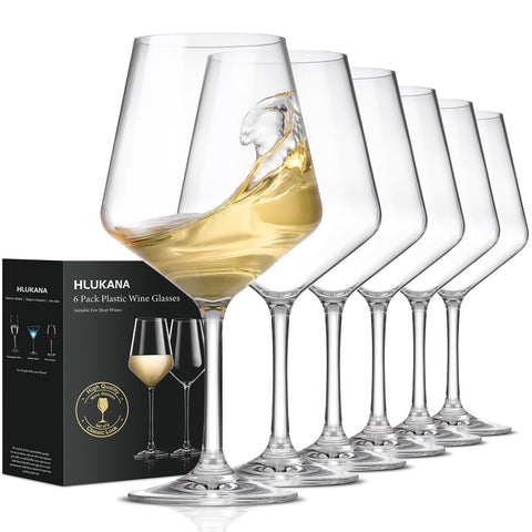 Hlukana unbreakable wine glasses set of 6 with stem, durable for outdoor hosting