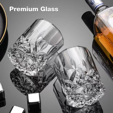 Hlukana engraved rocks glass design catches light for premium drinking feel.