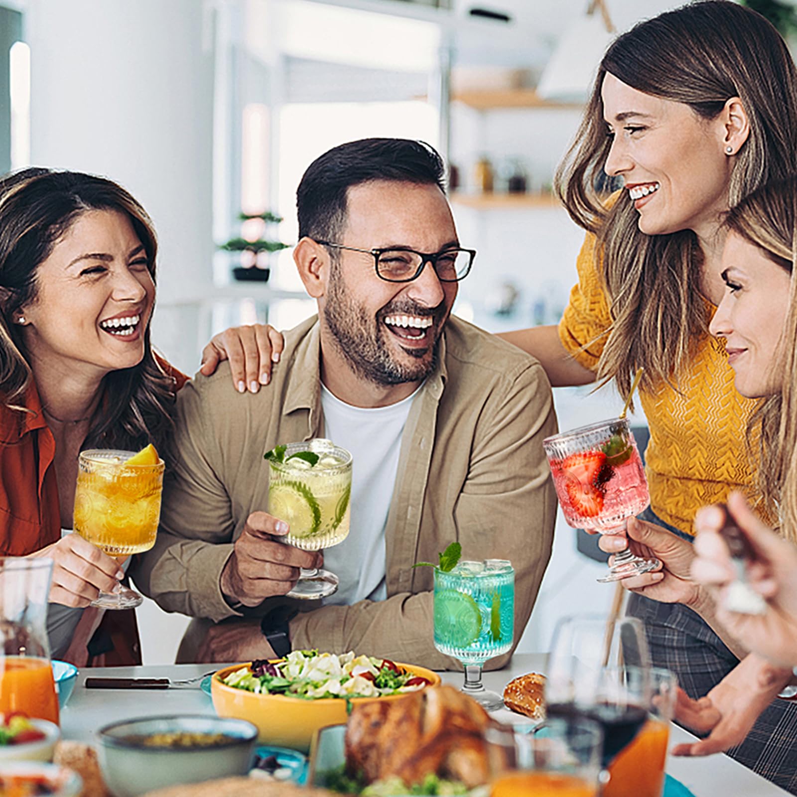 Hlukana embossed floral goblets elevate table decor during celebrations.