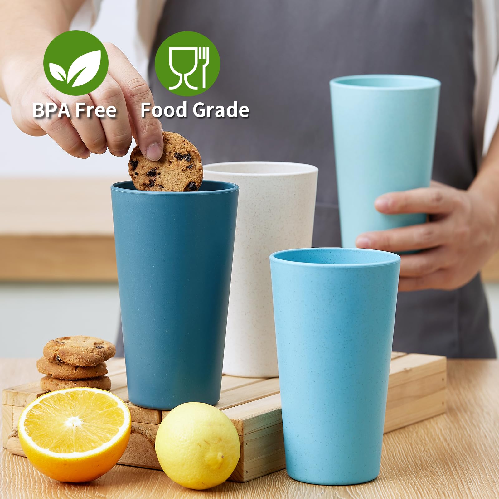 Hlukana wheat straw cups BPA-free safe option for family hydration.