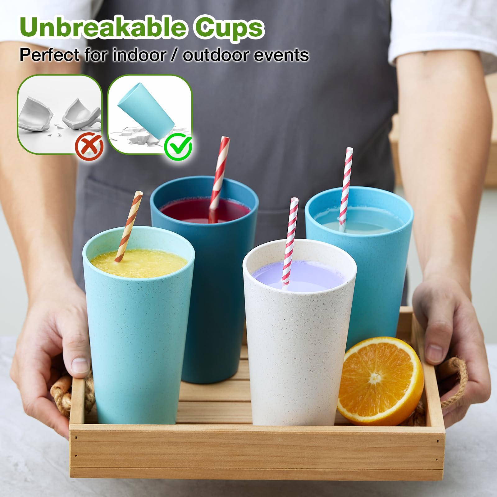 Hlukana wheat straw cups kitchen and outdoor use for safe, eco-friendly hydration.