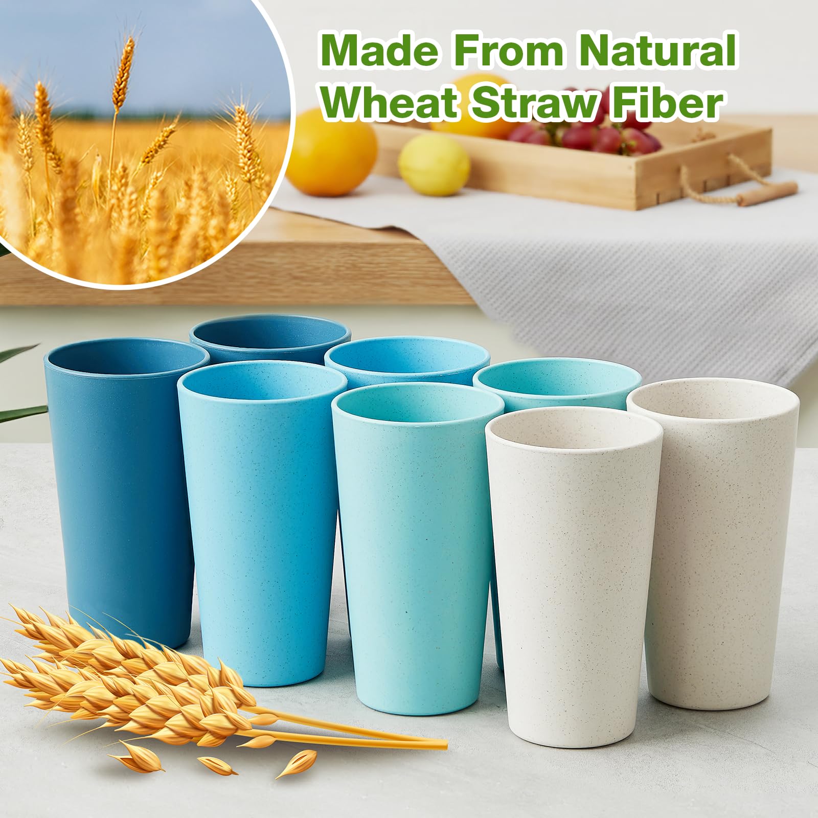 Hlukana wheat straw cups lightweight unbreakable design protects against drops.